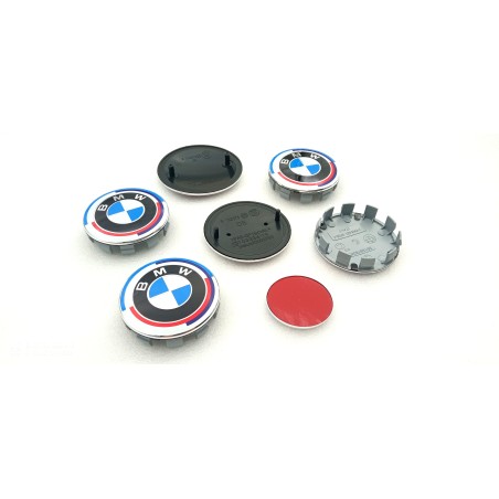 Juego de 7 Emblemas BMW 50 Aniversario con 68mm Centro de Rueda