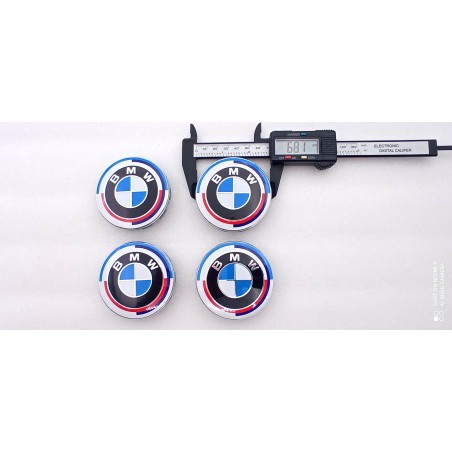 Juego de 7 Emblemas BMW 50 Aniversario con 68mm Centro de Rueda