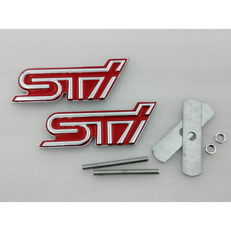 Juego 2 Emblemas Delantero y Trasero SUBARU STI Rojo