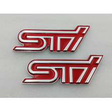 Juego 2 Emblemas Delantero y Trasero SUBARU STI Rojo