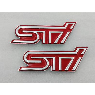Juego 2 Emblemas Delantero y Trasero SUBARU STI Rojo