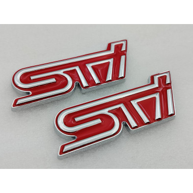 Juego 2 Emblemas Delantero y Trasero SUBARU STI Rojo