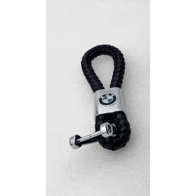 LLAVERO DE CUERO NEGRO TRENZADO BMW