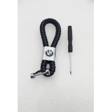 LLAVERO DE CUERO NEGRO TRENZADO BMW