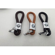 LLAVERO DE CUERO NEGRO TRENZADO BMW