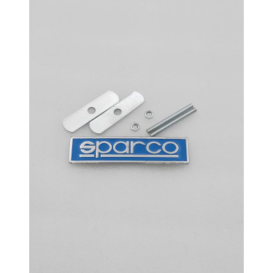 EMBLEMA DE PARRILLA SPARCO AZUL Y PLATA CROMADO