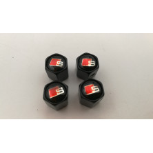 Tapones de valvulas negros con antirrobo Audi Sline