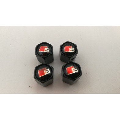 Tapones de valvulas negros con antirrobo Audi Sline