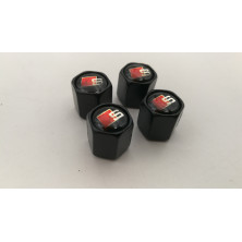 Tapones de valvulas negros con antirrobo Audi Sline