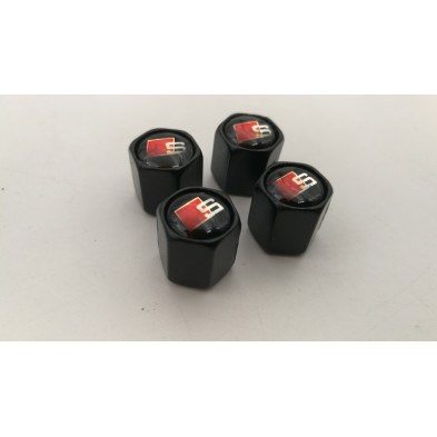 Tapones de valvulas negros con antirrobo Audi Sline