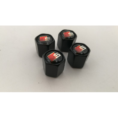 Tapones de valvulas negros con antirrobo Audi Sline