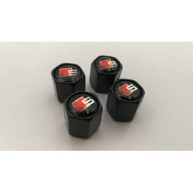 Tapones de valvulas negros con antirrobo Audi Sline
