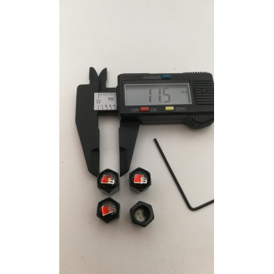 Tapones de valvulas negros con antirrobo Audi Sline
