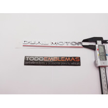 EMBLEMA TRASERO DUAL MOTOR TESLA PLATA