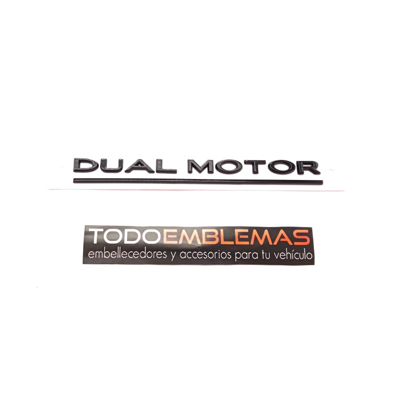 EMBLEMA TRASERO DUAL MOTOR TESLA NEGRO