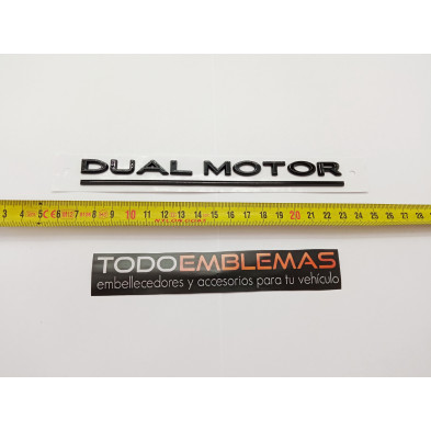 EMBLEMA TRASERO DUAL MOTOR TESLA NEGRO