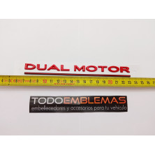 EMBLEMA TRASERO DUAL MOTOR TESLA ROJO