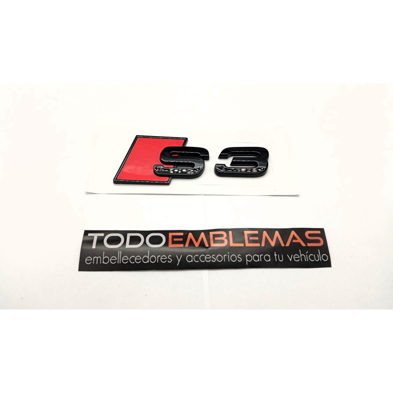 Emblema Trasero Letras AUDI S3 Negro Brillo