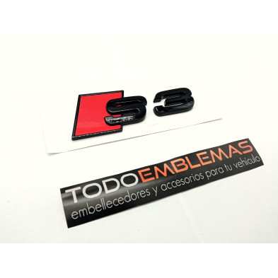 Emblema Trasero Letras AUDI S3 Negro Brillo