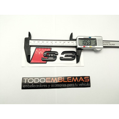 Emblema Trasero Letras AUDI S3 Negro Brillo