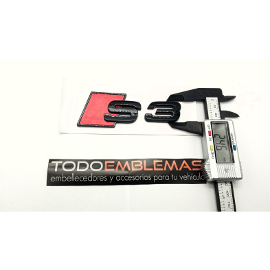 Emblema Trasero Letras AUDI S3 Negro Brillo