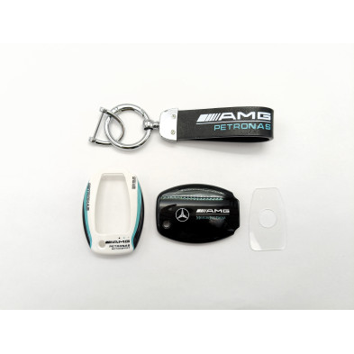 Llavero de cuero con carcasa de llave AMG PETRONAS Perfecto para regalo!