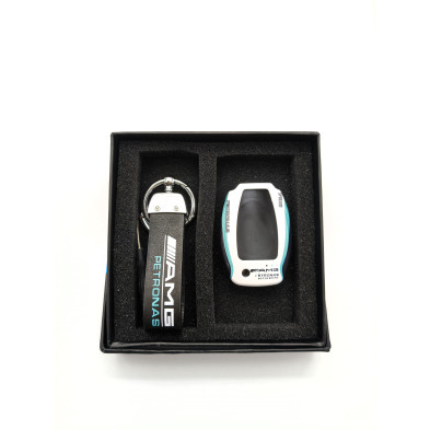 Llavero de cuero con carcasa de llave AMG PETRONAS Perfecto para regalo!