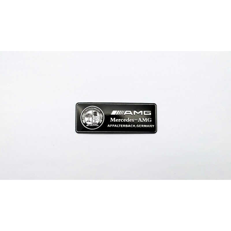 Emblema Placa Aluminio AMG AFFALTERBACH Negro 8x3cm