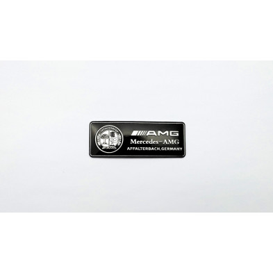 Emblema Placa Aluminio AMG AFFALTERBACH Negro 8x3cm