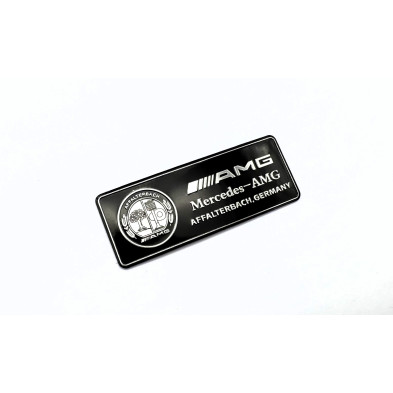 Emblema Placa Aluminio AMG AFFALTERBACH Negro 8x3cm