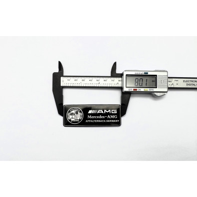 Emblema Placa Aluminio AMG AFFALTERBACH Negro 8x3cm