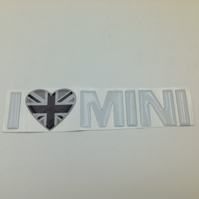 Vinilo Pegatinas I Love MINI Negro y Gris