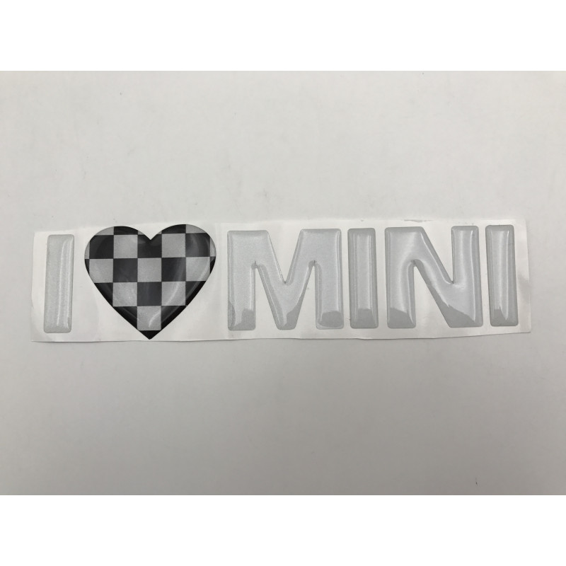 Vinilo Pegatinas I Love MINI Negro y Plata