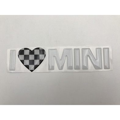Vinilo Pegatinas I Love MINI Negro y Plata