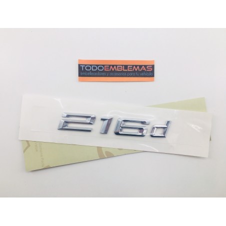 EMBLEMA TRASERO LETRAS BMW SERIE 2 216d CROMADAS