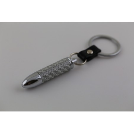 LLAVERO BALA CARBONO PLATA