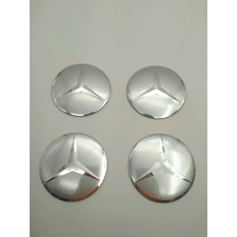 Chapas Adhesivas Centro de Rueda MERCEDES-BENZ Plata 56mm