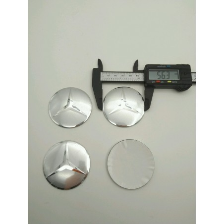 Chapas Adhesivas Centro de Rueda MERCEDES-BENZ Plata 56mm