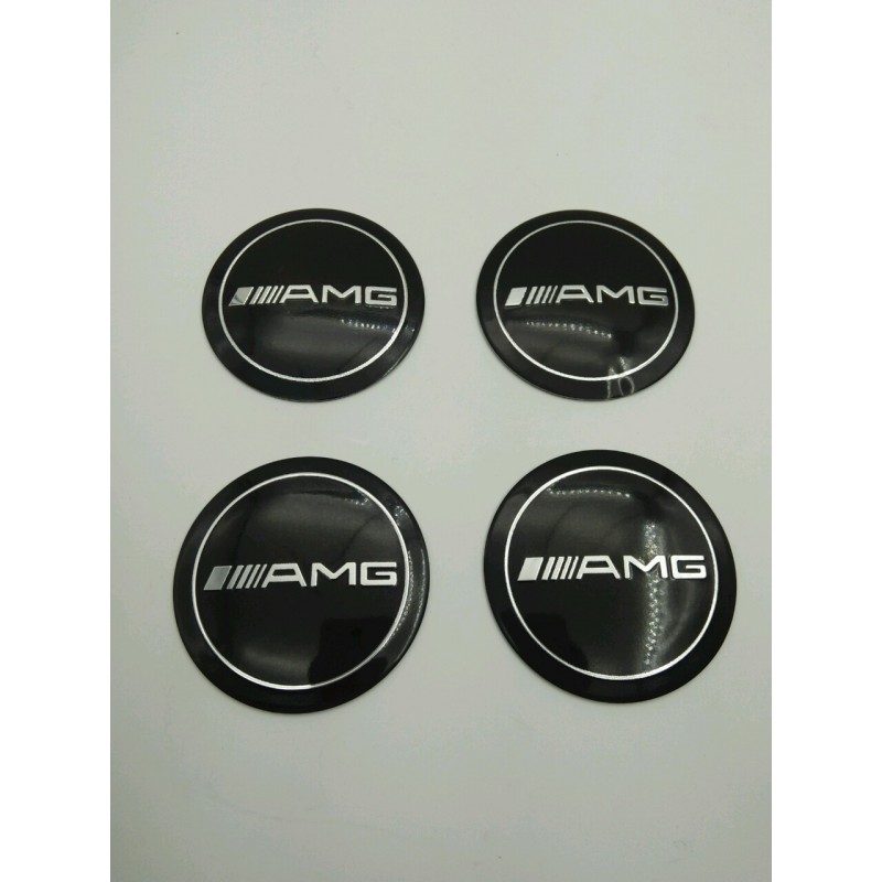 Chapas Adhesivas Centro de Rueda MERCEDES BENZ AMG Negro 56mm