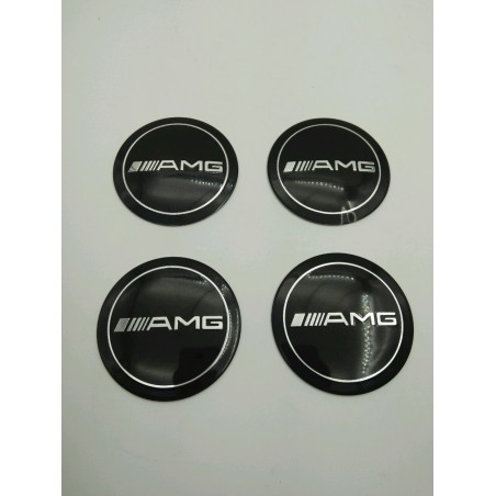 Chapas Adhesivas Centro de Rueda MERCEDES BENZ AMG Negro 56mm