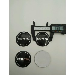Chapas Adhesivas Centro de Rueda MERCEDES BENZ AMG Negro 56mm