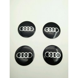 Chapas Adhesivas Centro de Rueda AUDI Negras 56mm