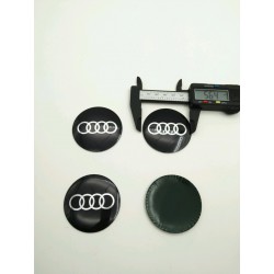Chapas Adhesivas Centro de Rueda AUDI Negras 56mm