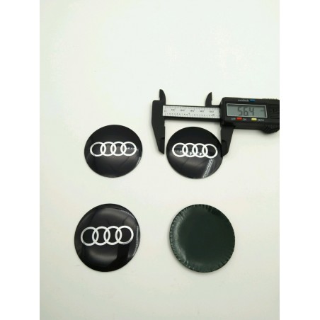 Chapas Adhesivas Centro de Rueda AUDI Negras 56mm