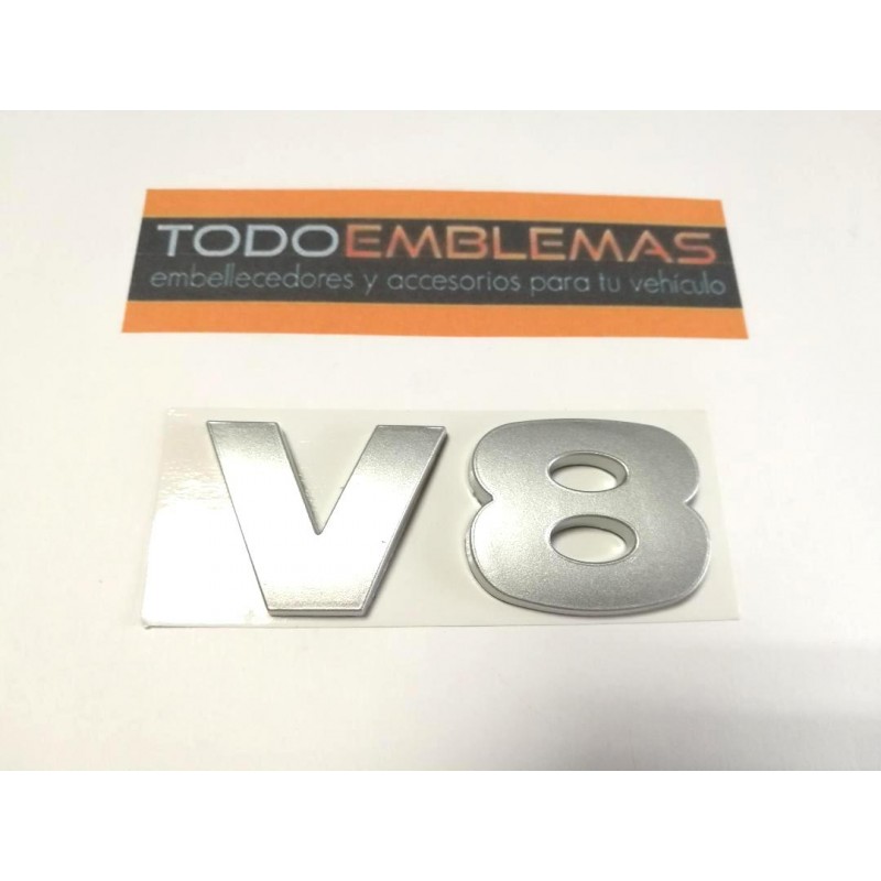 EMBLEMA LATERAL o TRASERO V8 LAND ROVER PLATA