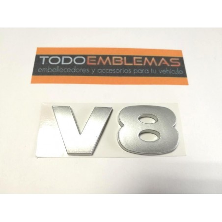 EMBLEMA LATERAL o TRASERO V8 LAND ROVER PLATA