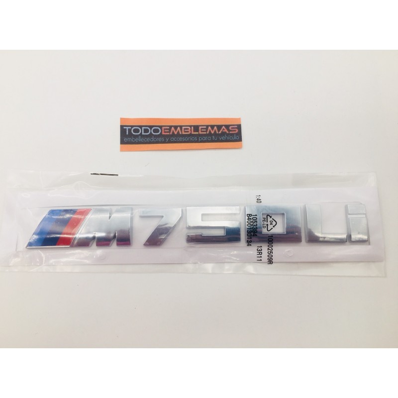 Emblema Trasero Letras BMW M750Li Cromadas
