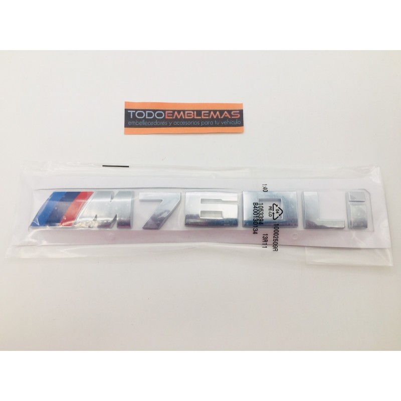 Emblema Trasero Letras BMW M760d Cromadas