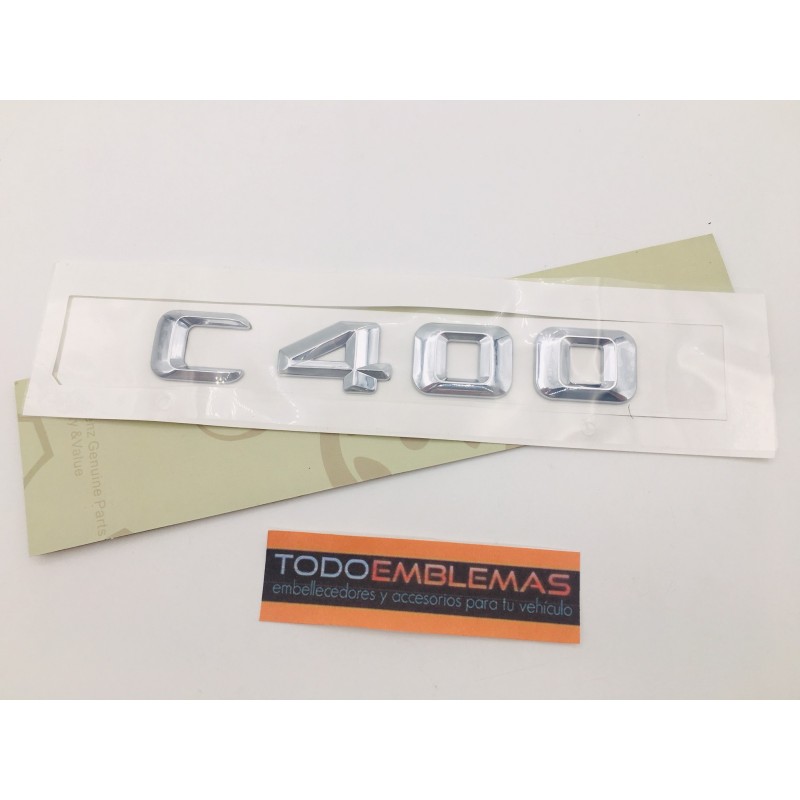 EMBLEMA LETRAS MERCEDES BENZ CLASE C C400 CROMADAS