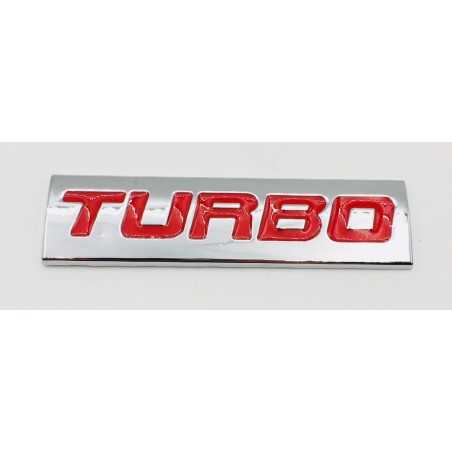 Emblema TURBO Rojo y Cromado 75x20mm